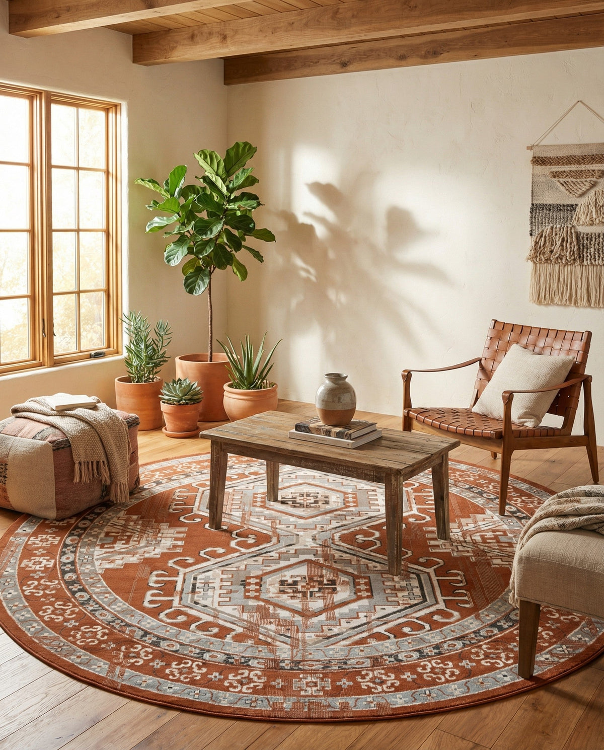 Savannah Elegance Collection Area Rug -  Tybee (Terracotta) Round Terracotta  lifestyle 61