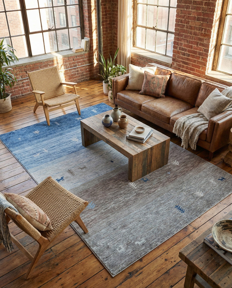 Zagros Shades Collection Area Rug -  Sisakht Rectangle Blue Gray  lifestyle 17