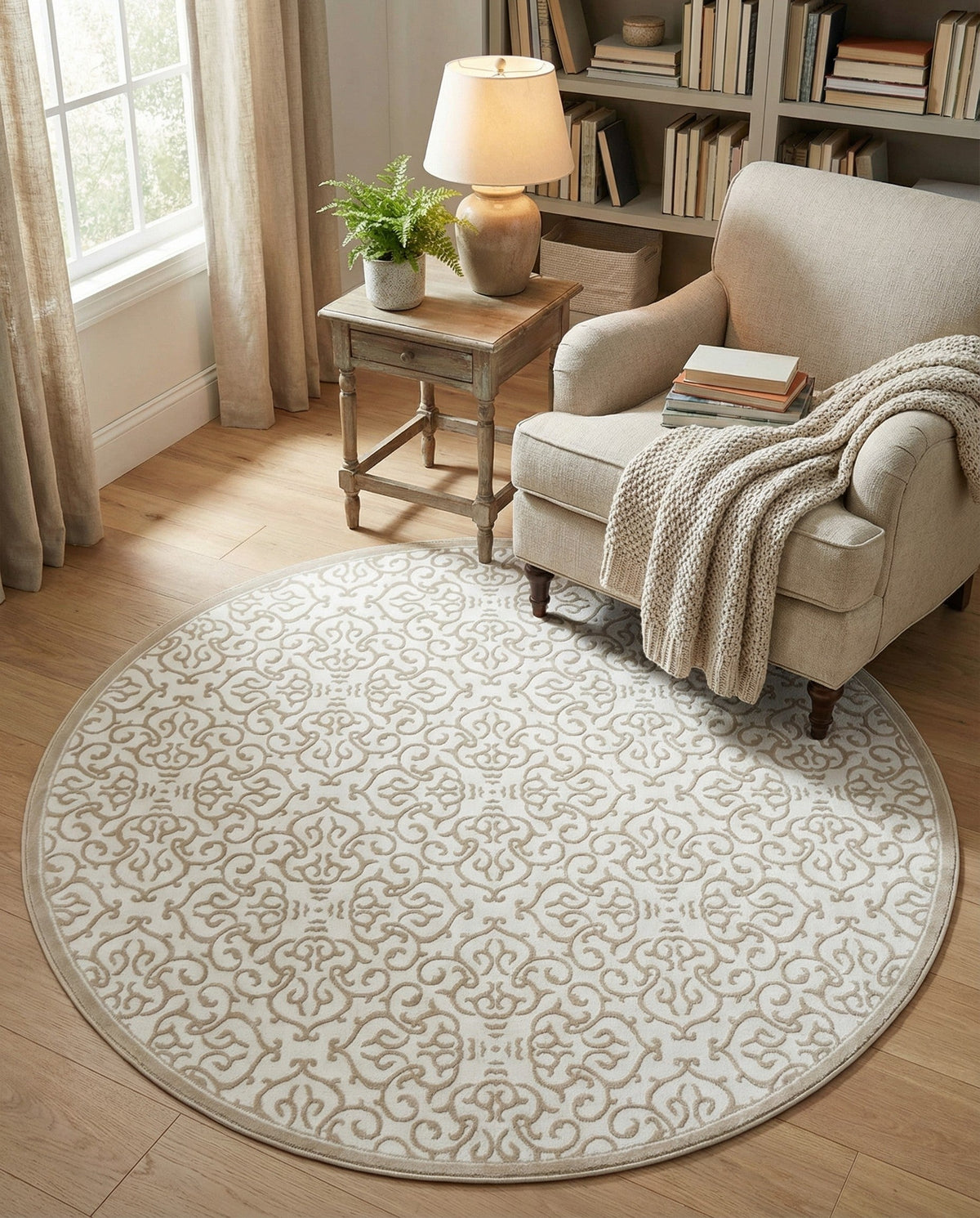 Andes Summit Collection Area Rug -  Pichincha Round Snow White  lifestyle 81
