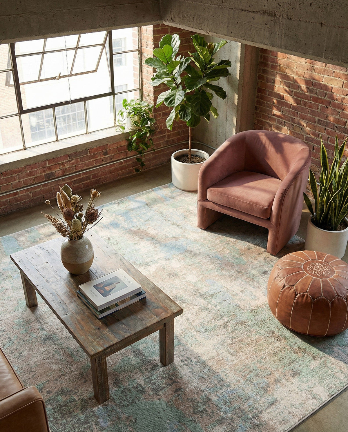 Lagoon Oasis Collection Area Rug -  Seagrass Square Teal  lifestyle 113