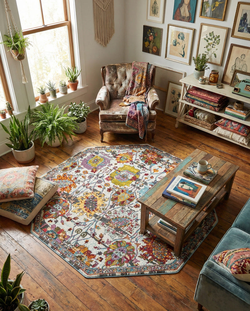 Arcadia Rugs Collection Area Rug -  Elysium Octagon Multi  lifestyle 73