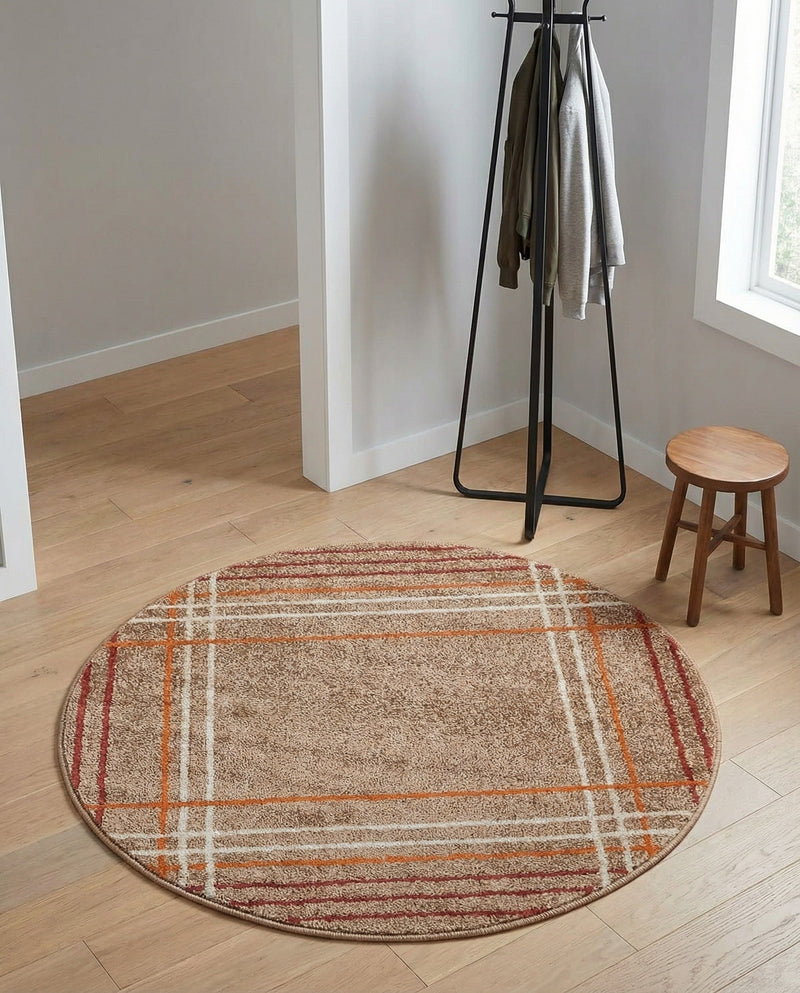 Autumn Meadow Collection Area Rug -  Pumpkinpatch Round Light Brown  lifestyle 27