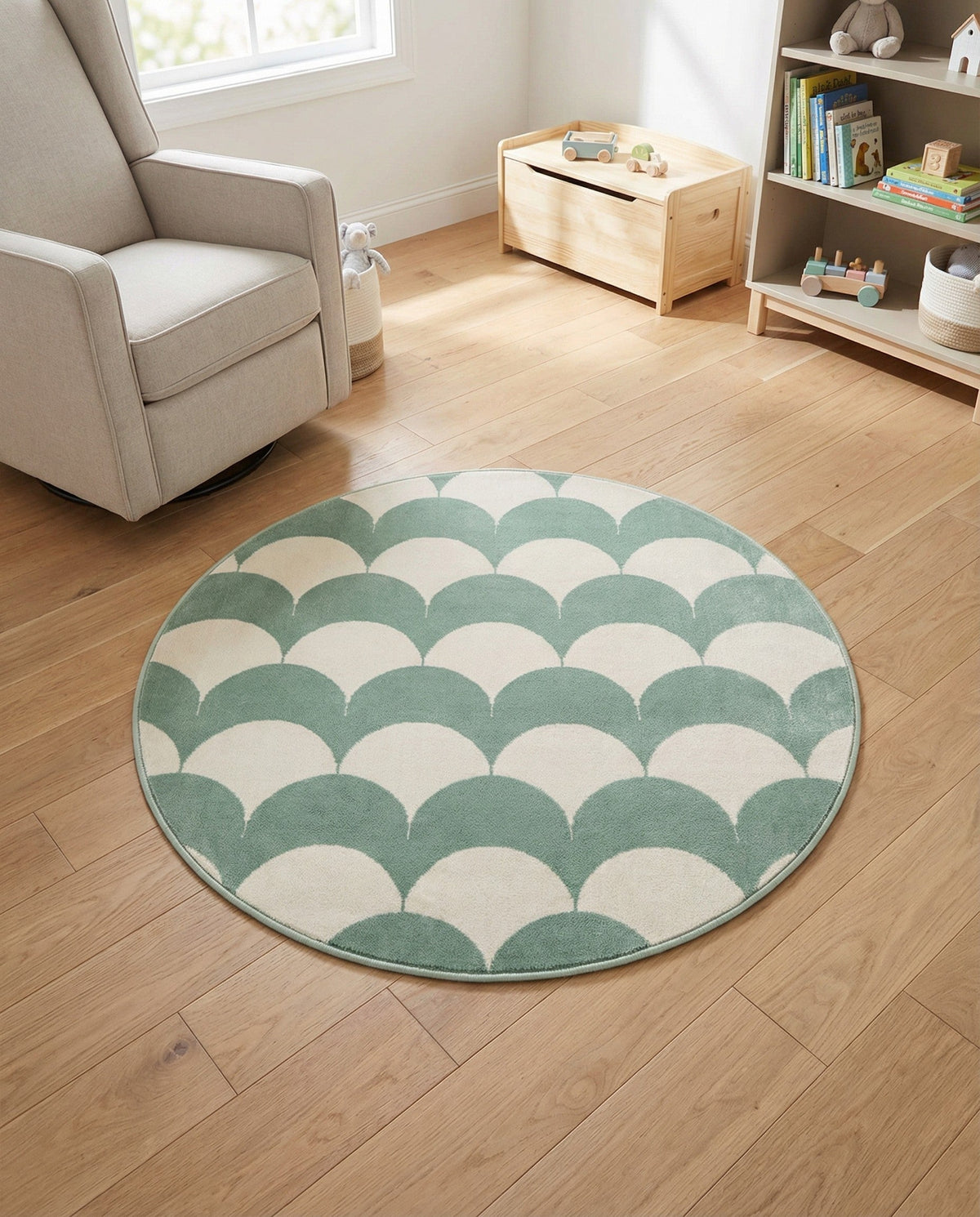 Wonder Tykes Collection Area Rug - Sparklewood Round Soft Green  lifestyle 129