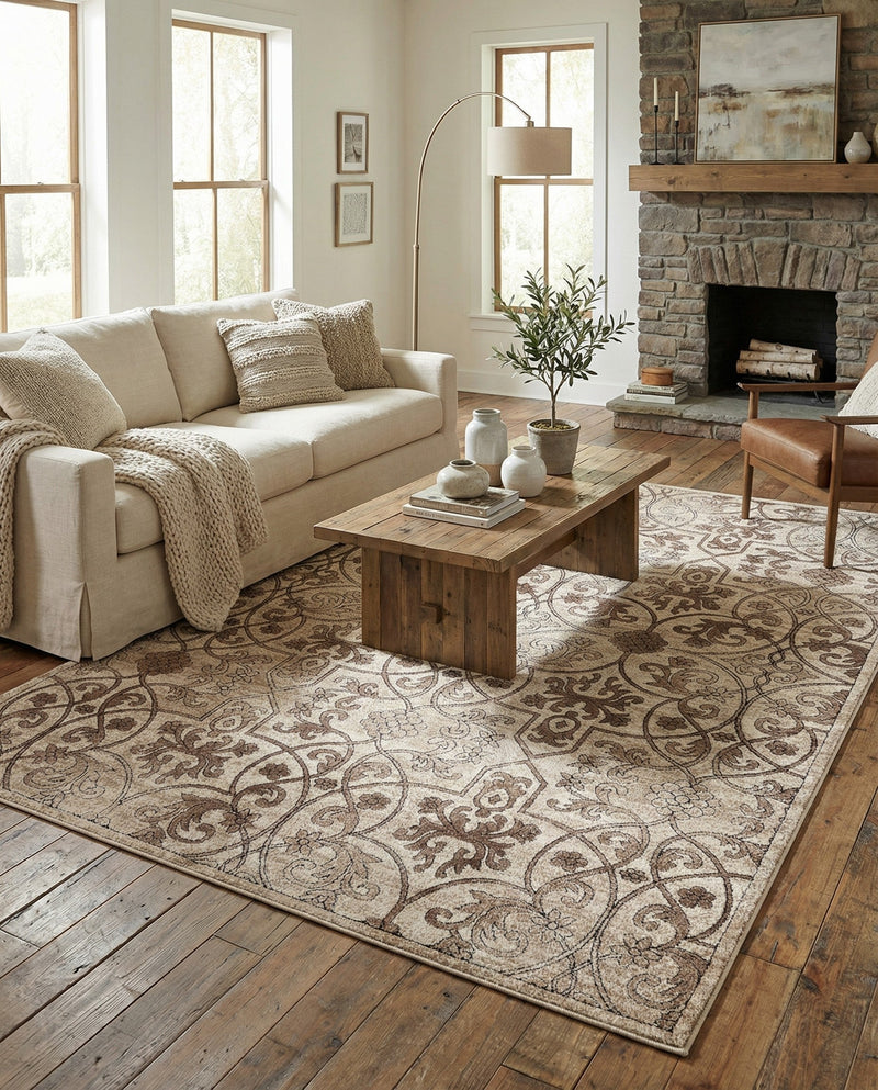 Andes Summit Collection Area Rug -  Merida Rectangle Dark Beige  lifestyle 16