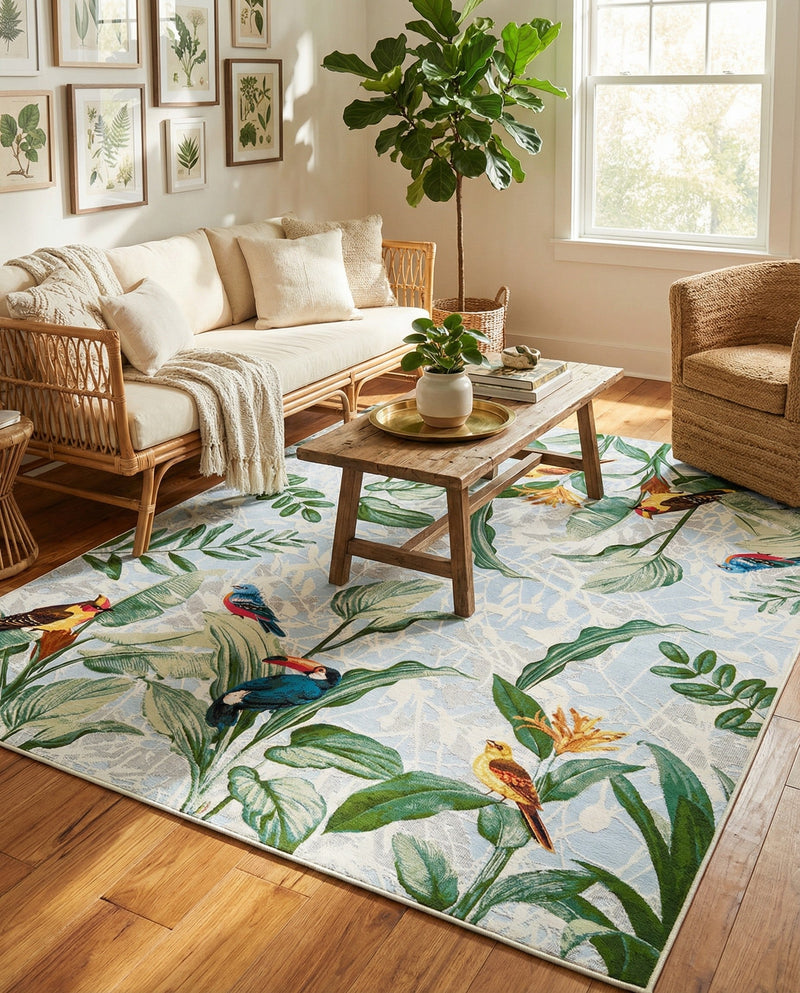 Seaside Blooms Collection Area Rug -  Tropic Rectangle Multi  lifestyle 12