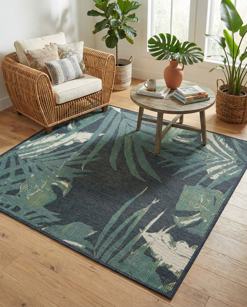 Coastal Terrace Collection Area Rug -  Anchor Square Navy Blue  lifestyle 72
