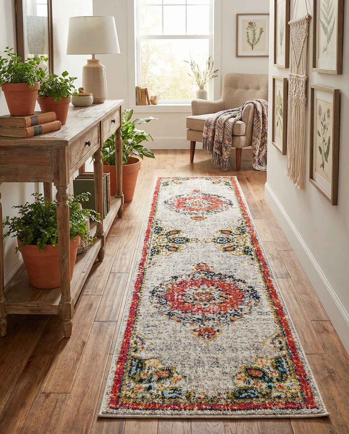 Brighton Terrace Collection Area Rug - Hove (Ivory) Runner Ivory  lifestyle 119