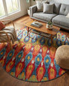 Urban Terrace Collection Area Rug -  Compass Round Multi  lifestyle 50