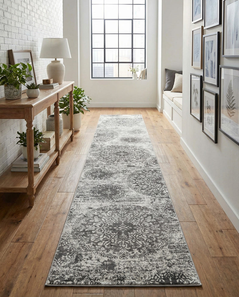 Riviera Elegance Collection Area Rug -  Monaco (Gray) Runner Gray  lifestyle 69