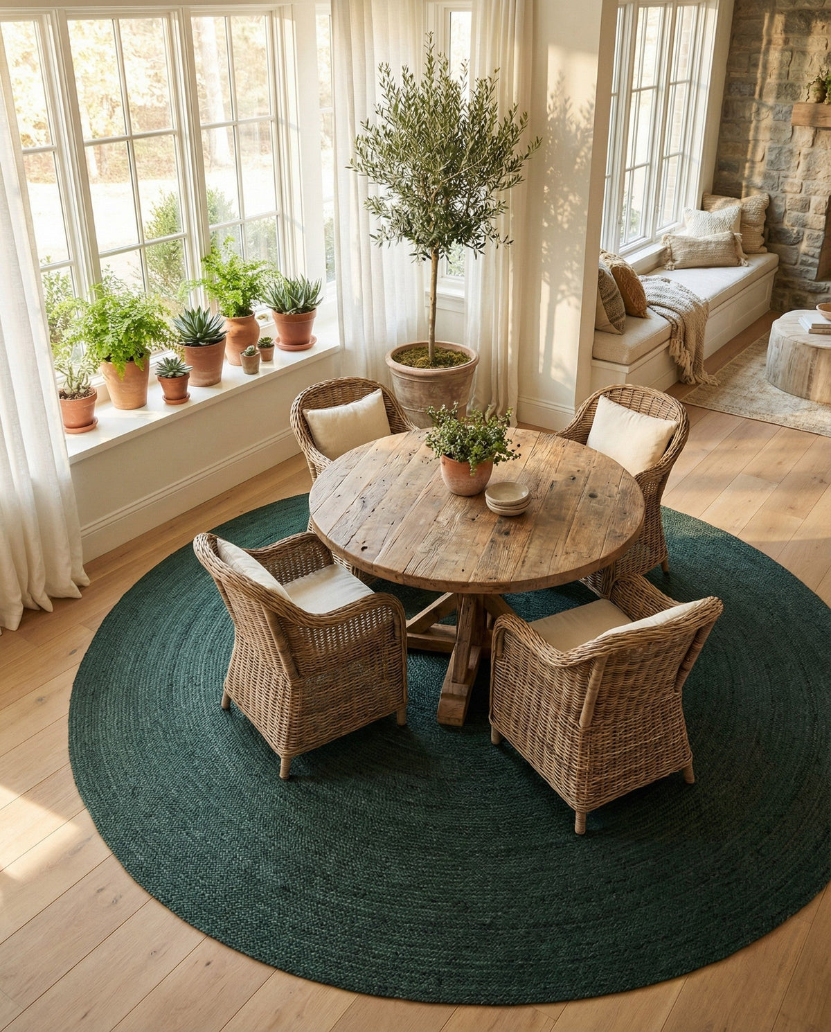 Woven Seaside Jute Collection Area Rug - Martha's Round Green  lifestyle 108
