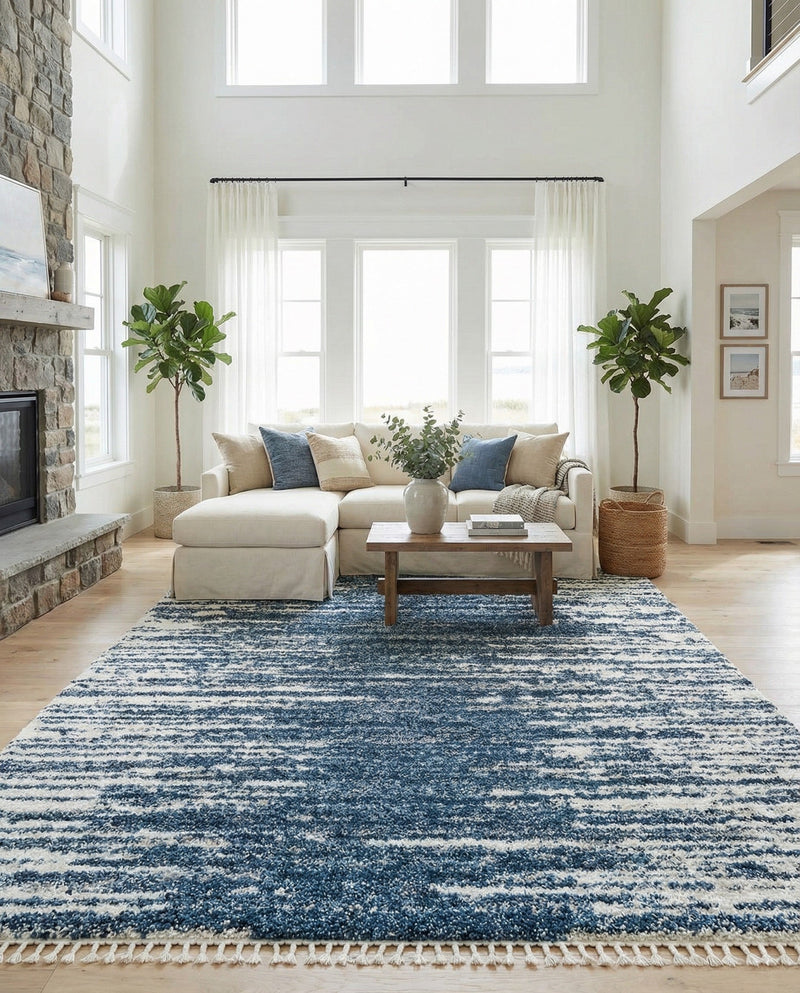 Tranquil Tides Shag Collection Area Rug - Marina Rectangle Blue  lifestyle 60