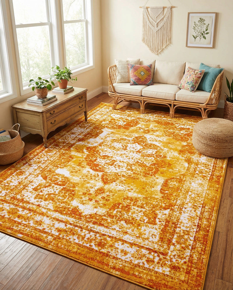 Riviera Elegance Collection Area Rug -  Menton (Orange) Rectangle Orange  lifestyle 28