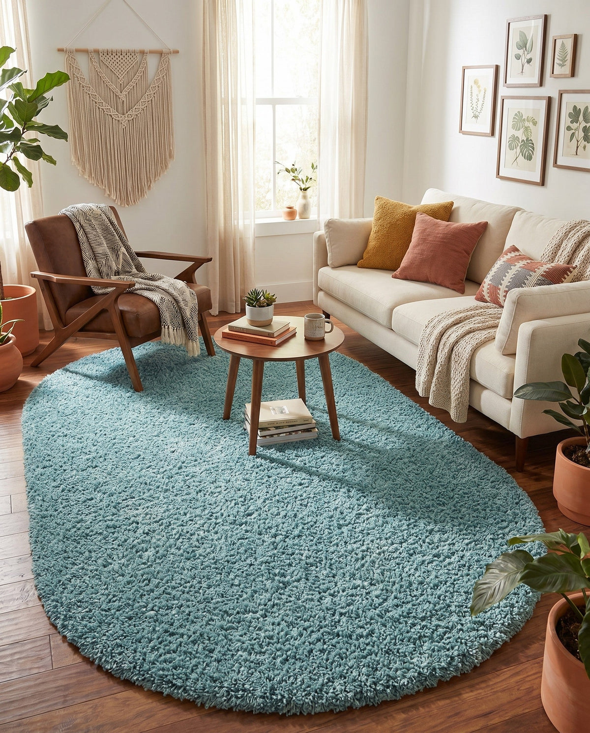 Alpine Plush Collection Area Rug -  Cortina (Aqua) Oval Aqua  lifestyle 82