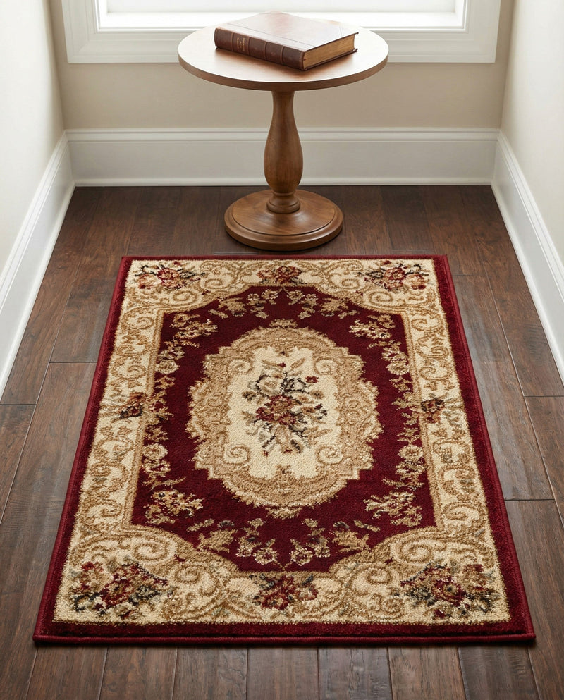 Versailles Elegance Collection Area Rug -  Louveciennes (Red) Rectangle Red  lifestyle 32