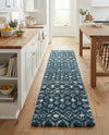Berber Lattice Shag Collection Area Rug - Atlas (Navy Blue) Runner Navy Blue  lifestyle 61
