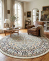 Persian Elegance Collection Area Rug -  Kerman (Ivory) Round Ivory  lifestyle 38