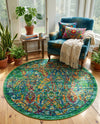 Caribbean Cove Collection Area Rug -  Dominica Round Green  lifestyle 37