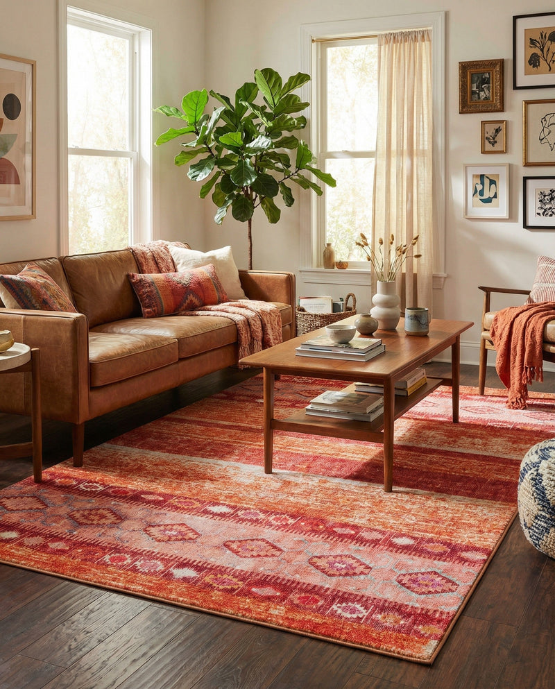 Heritage Elegance Collection Area Rug -  Edinburgh Rectangle Rust Red  lifestyle 12