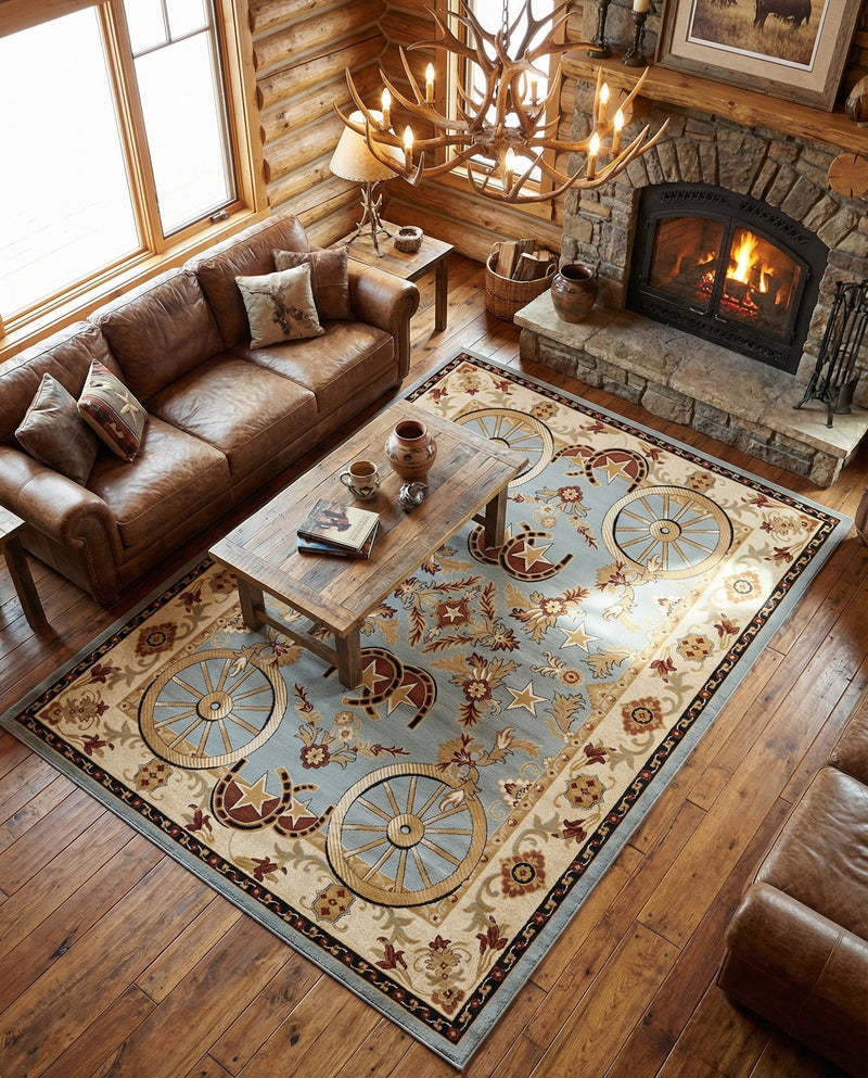 Frontier Trails Collection Area Rug -  Onyx Rectangle Blue  lifestyle 46