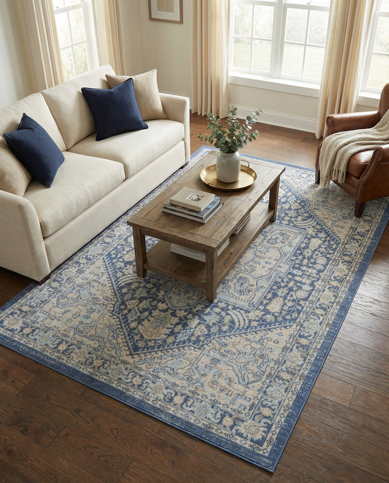 Savannah Series Collection Area Rug - Charleston (French Blue) Rectangle French Blue  lifestyle 14
