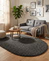 Plush Oasis Collection Area Rug - Serenity (Graphite Gray) Oval Graphite Gray  lifestyle 90