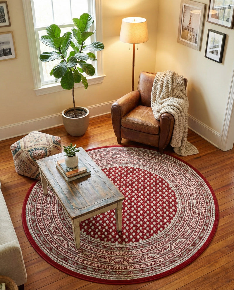 Soho Elegance Collection Area Rug -  Mercer (Red) Round Red  lifestyle 47