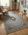 Tabriz Tapestry Collection Area Rug - Azerbaijan (Gray) Rectangle Gray  lifestyle 6