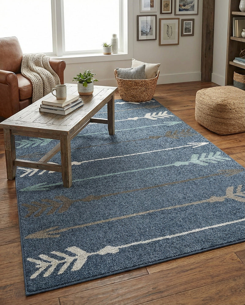 Autumn Meadow Collection Area Rug -  Junipervale Rectangle Navy Blue  lifestyle 13