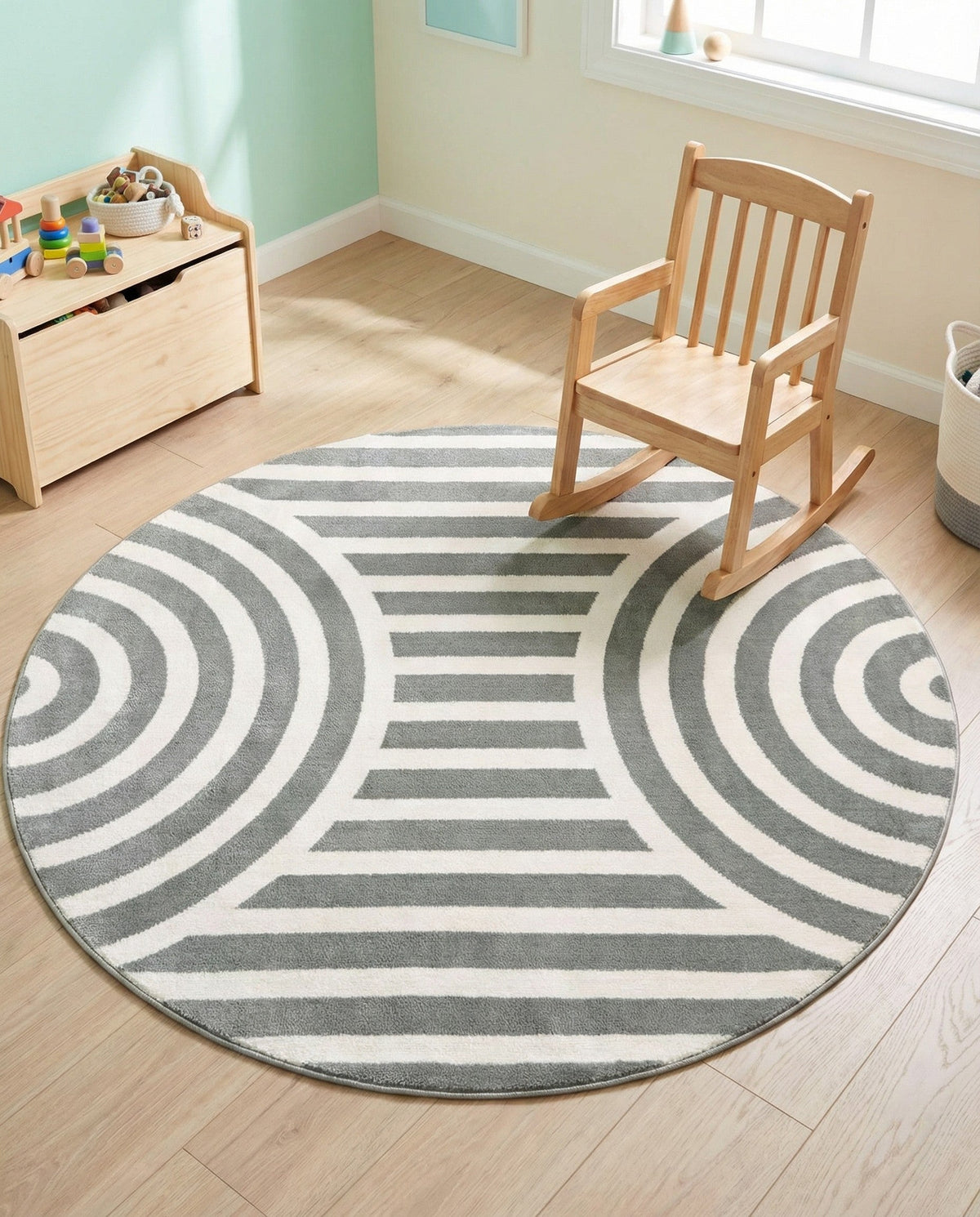 Wonder Tykes Collection Area Rug -  Joydale Round Gray and Silver  lifestyle 146