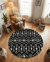 Berber Lattice Shag Collection Area Rug - Atlas (Black and White) Round Black and White  lifestyle 41