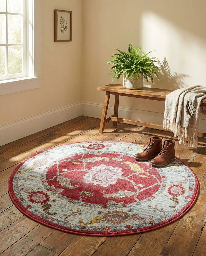 Arcadia Rugs Collection Area Rug - Eden (Red) Round Red  lifestyle 61