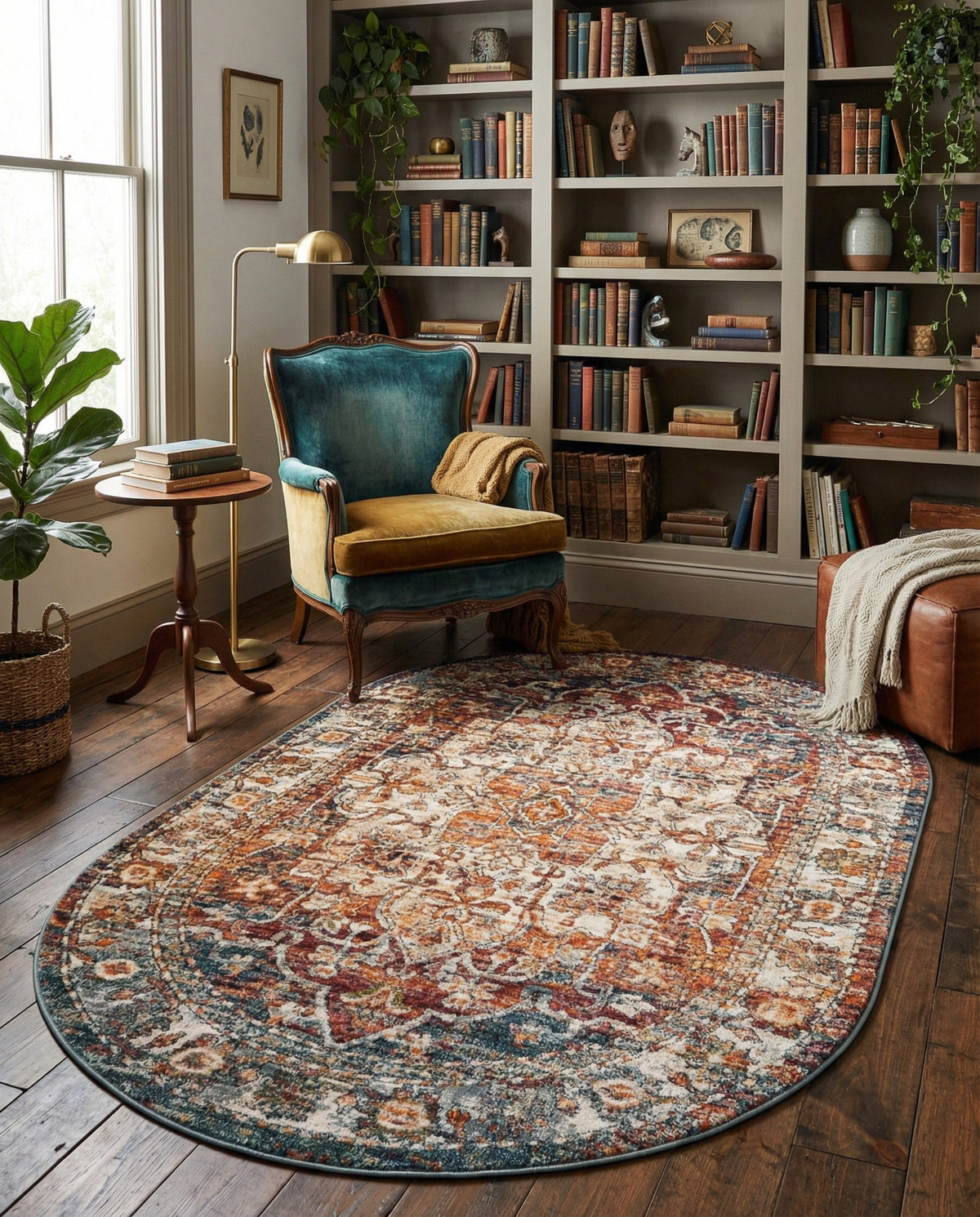 Savannah Soiree Collection Area Rug -  Everglade (Multi) Oval Multi  lifestyle 90