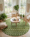 Mediterranean Lattice Collection Area Rug - Santorini (Green) Round Green  lifestyle 61