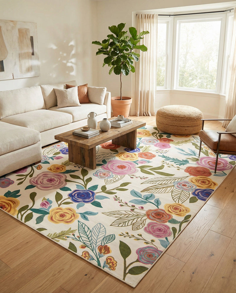 Meadow Breeze Collection Area Rug -  Petal Rectangle Ivory  lifestyle 8