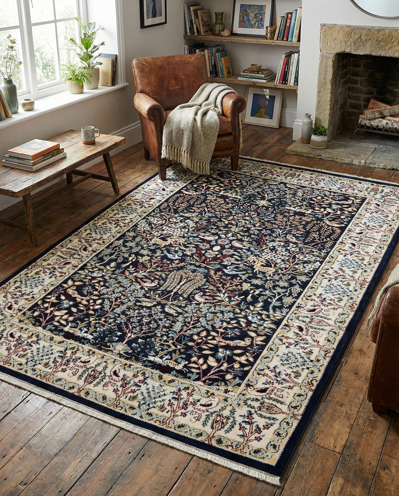 Persian Elegance Collection Area Rug -  Kerman (Navy Blue) Rectangle Navy Blue  lifestyle 9
