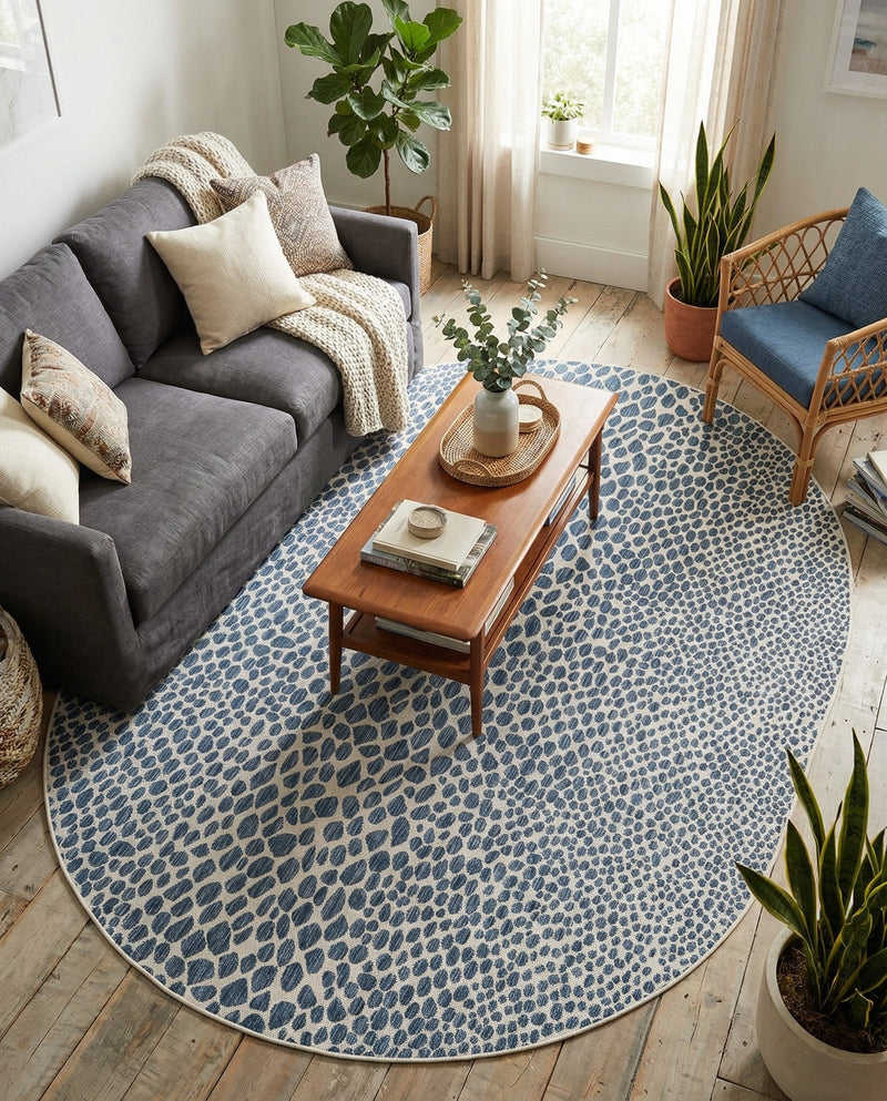 Urban Oasis Rugs Collection Area Rug -  Terrace (Blue) Oval Blue  lifestyle 71