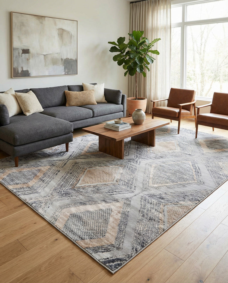 Aegean Elegance Collection Area Rug -  Rhodes Rectangle Gray Cream  lifestyle 27