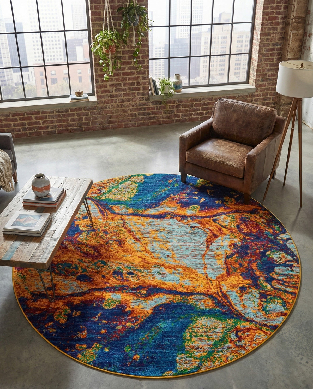 Caribbean Cove Collection Area Rug -  Bequia Round Multi  lifestyle 84