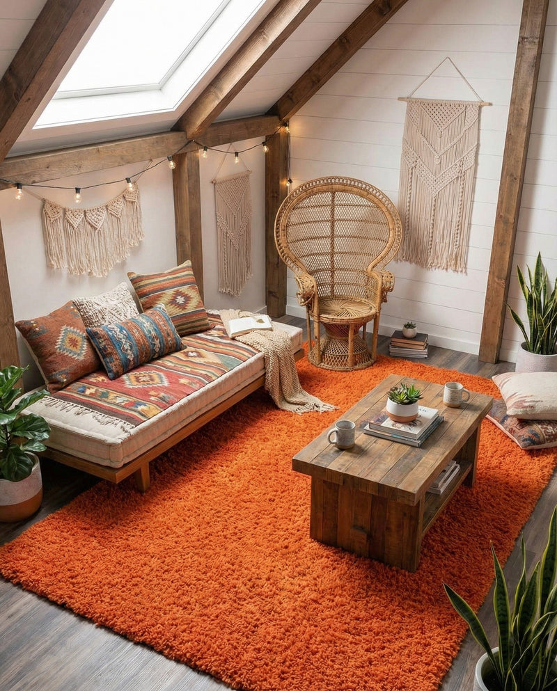 Plush Oasis Collection Area Rug - Serenity (Tiger Orange) Rectangle Tiger Orange  lifestyle 31