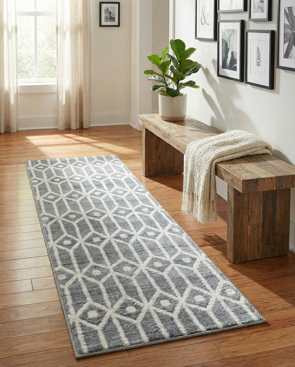 Garden Maze Retreat Collection Area Rug -  Mazeview Runner Gray  lifestyle 116