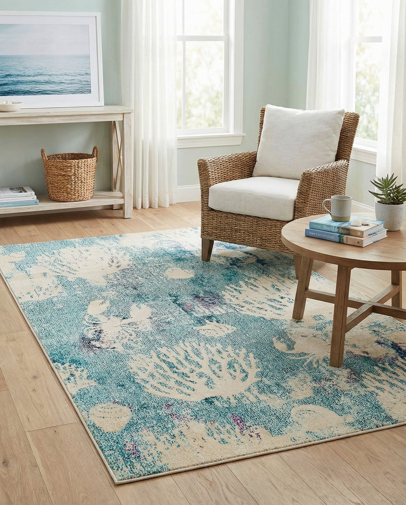 Sorrento Shores Collection Area Rug -  Vico Rectangle Light Blue  lifestyle 18
