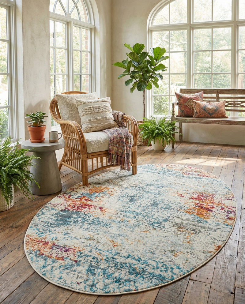 Caribbean Breeze Collection Area Rug -  Isla Oval Cream  lifestyle 45