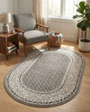 Soho Elegance Collection Area Rug -  Mercer (Gray) Oval Gray  lifestyle 46