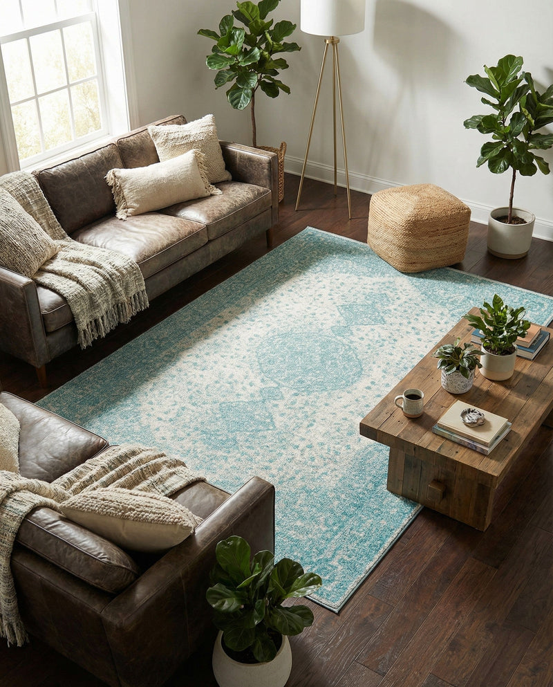 Dover Terrace Collection Area Rug - Marina (Aqua) Rectangle Aqua  lifestyle 22