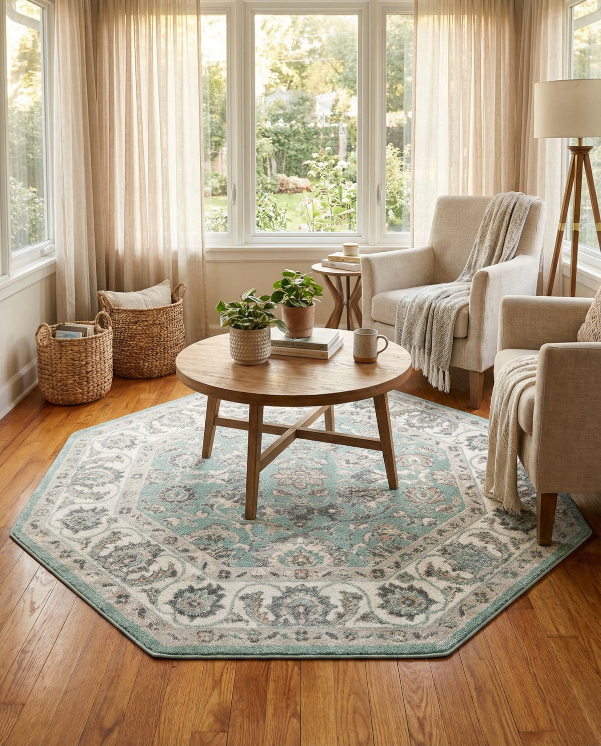 Adriana Terrace Collection Area Rug -  Positano (Aqua) Octagon Aqua  lifestyle 44