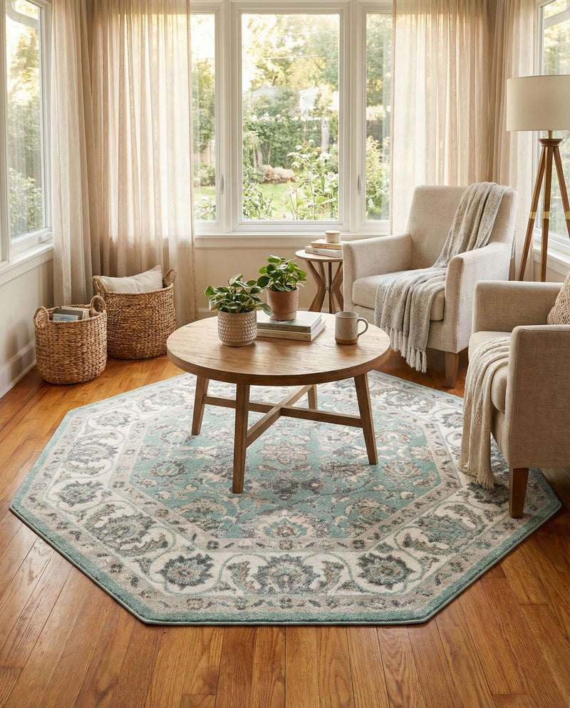 Adriana Terrace Collection Area Rug -  Positano (Aqua) Octagon Aqua  lifestyle 44