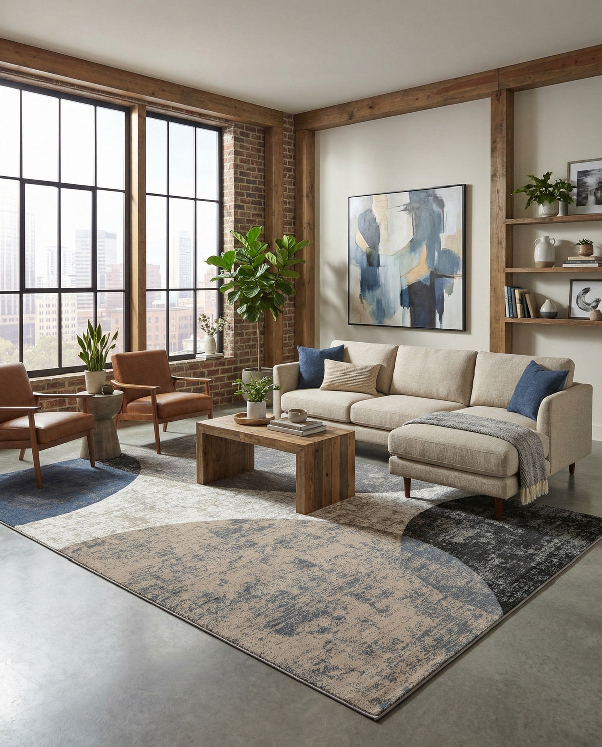 Copenhagen Edge Collection Area Rug -  Amager Rectangle Multi  lifestyle 10