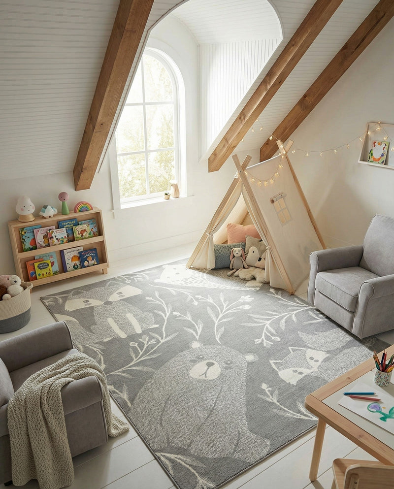 Wonder Tykes Collection Area Rug -  Quirky Rectangle Gray  lifestyle 26