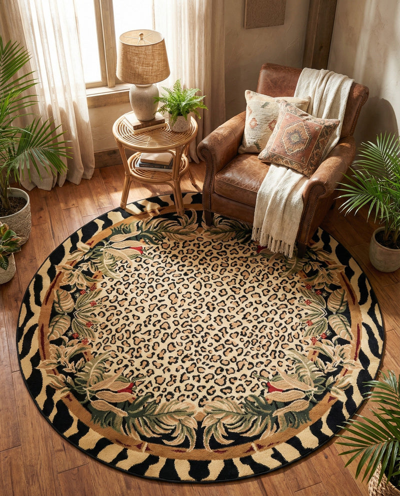 Savannah Sojourn Collection Area Rug -  Moremi Round Cream  lifestyle 69