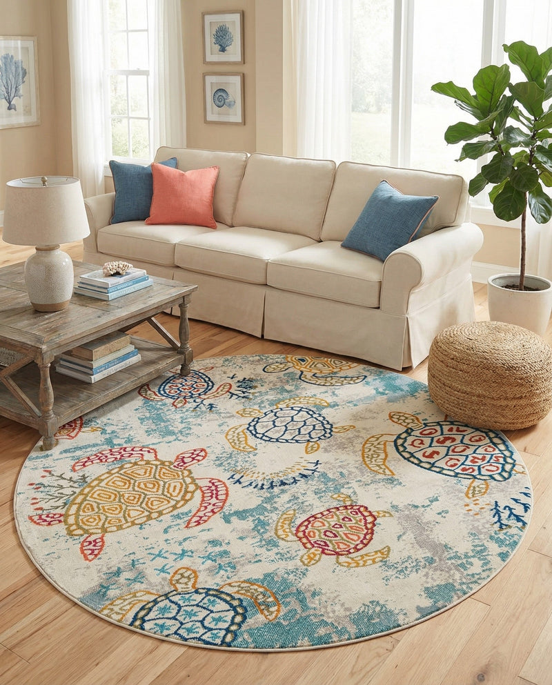 Sorrento Shores Collection Area Rug -  Massa Round Beige  lifestyle 46